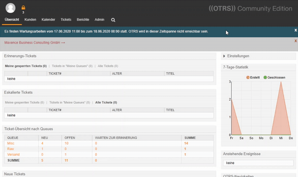InformationBanner – Close Banner OTRS Add-on InformationBanner Schließen