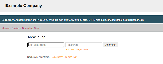 InformationBanner – CustomerLogin OTRS Add-on InformationBanner beim CustomerLogin