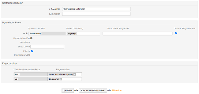 QuestionCatalogue – Container bearbeiten OTRS Add-on QuestionCatalogue Container bearbeiten