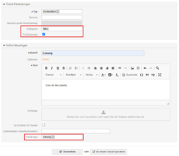 Ticket2FAQ – Artikelerstellung Ticket2FAQ - Artikel erstellen