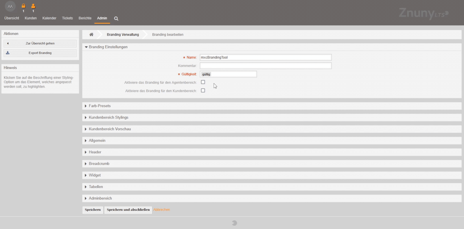 BrandingToolBrandingAktivieren